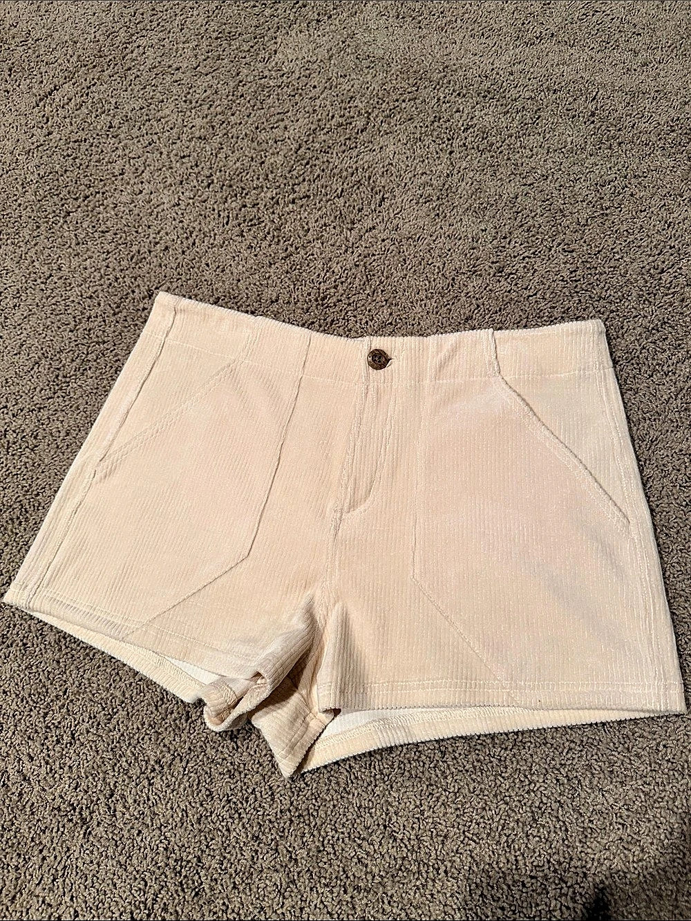 Reef All Day Stretch Corduroy Shorts High Waist White Large